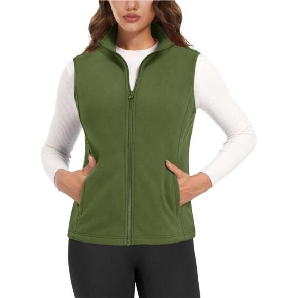 Jackets & Blazers - Women's Fleece Vest Outerwear Sleeveless Lightweight Zip Jackets Warm